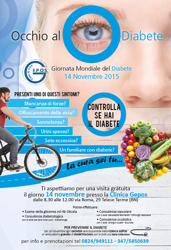 Occhio al diabete, Giornata Mondiale del Diabete 14 Novembre 2015